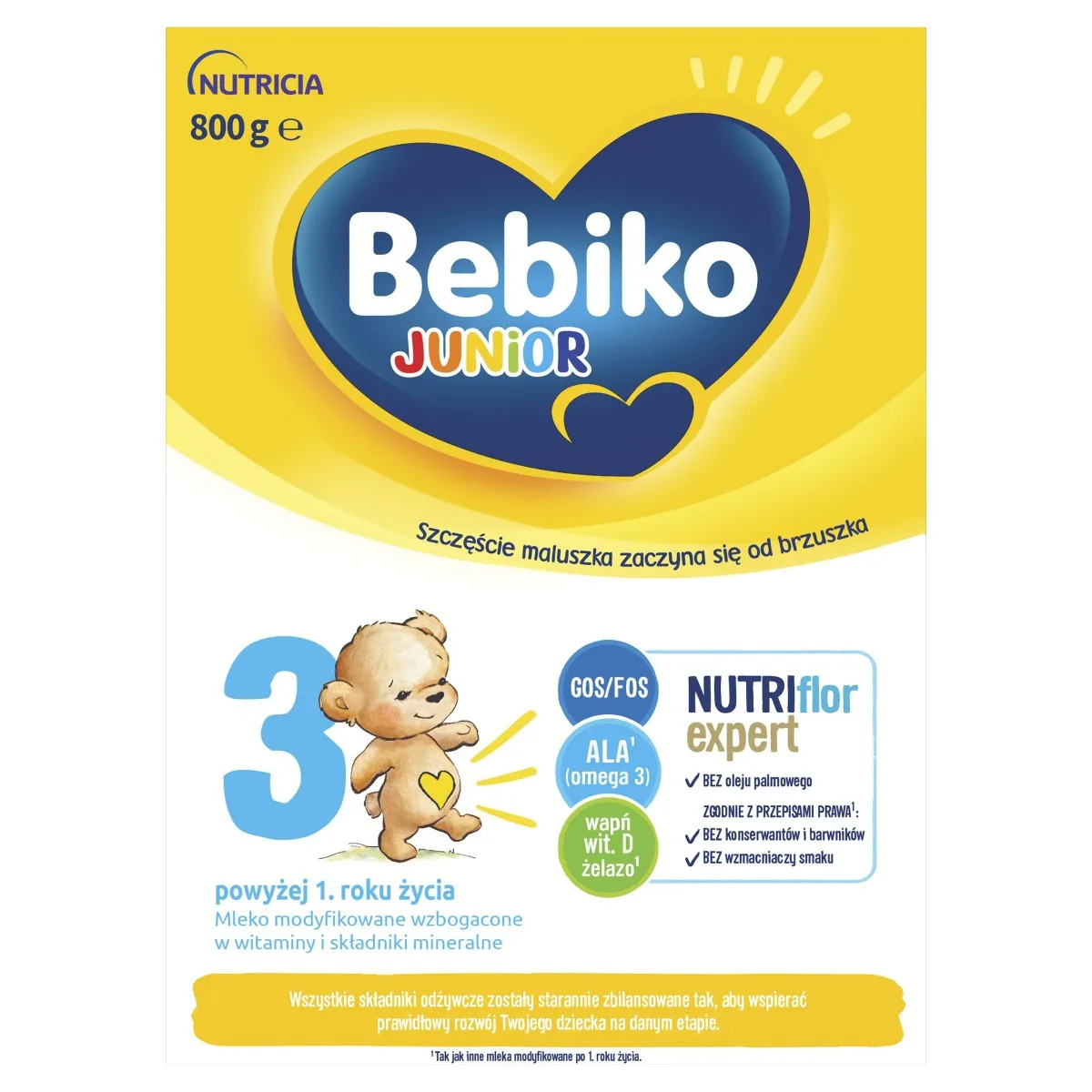 Bebiko Junior 3 Nutriflor+. mleko modyfikowane dla dzieci powyżej 1 roku życia, 800 g 