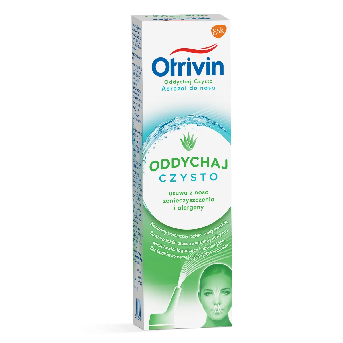 Otrivin Oddychaj Czysto dla dorosłych Aerozol 100% naturalny z ekstraktem z aloesu, 100 ml 