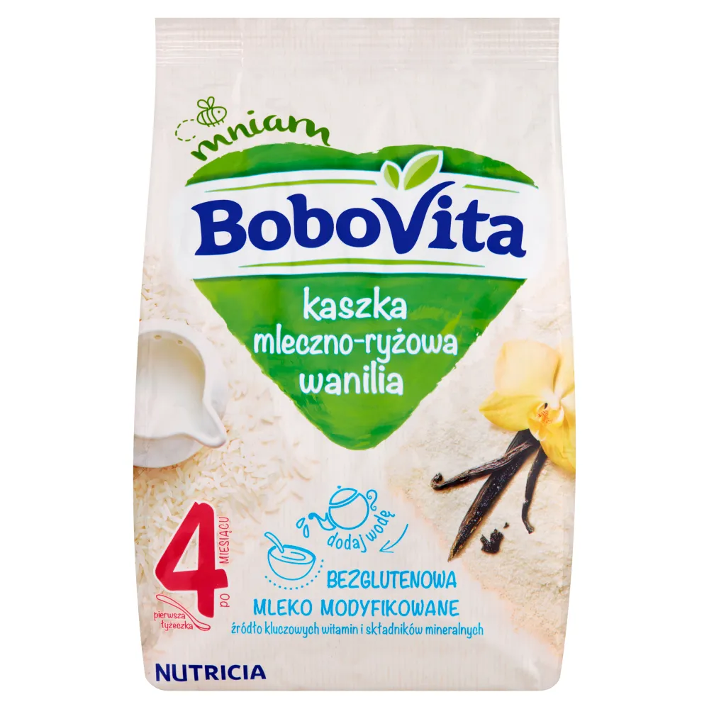 BoboVita kaszka mleczno-ryżowa z wanilią dla niemowląt powyżej 4 miesiąca, 230 g
