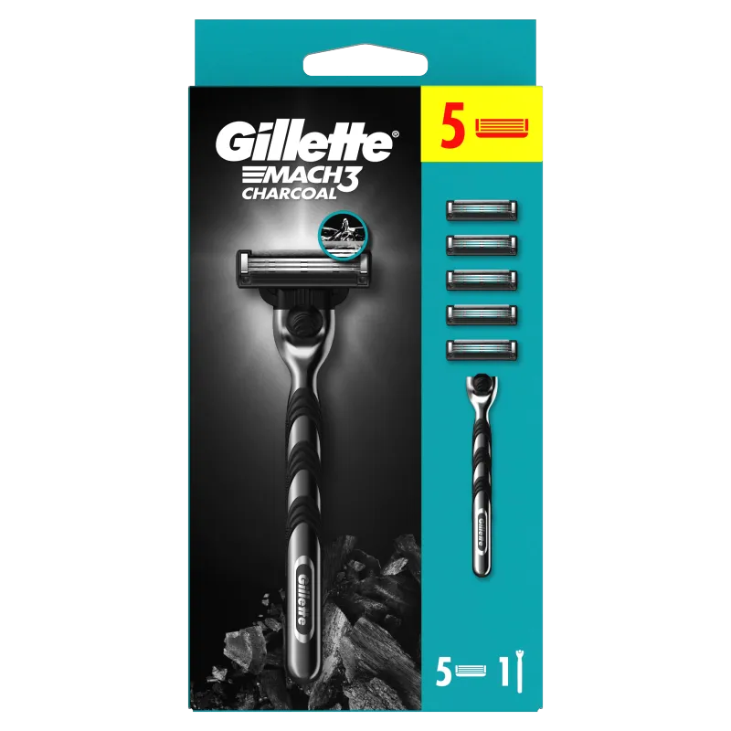 Gillette Mach3 Charcoal Maszynka do golenia z 5 wymiennymi ostrzami dla mężczyzn, 1 szt. 