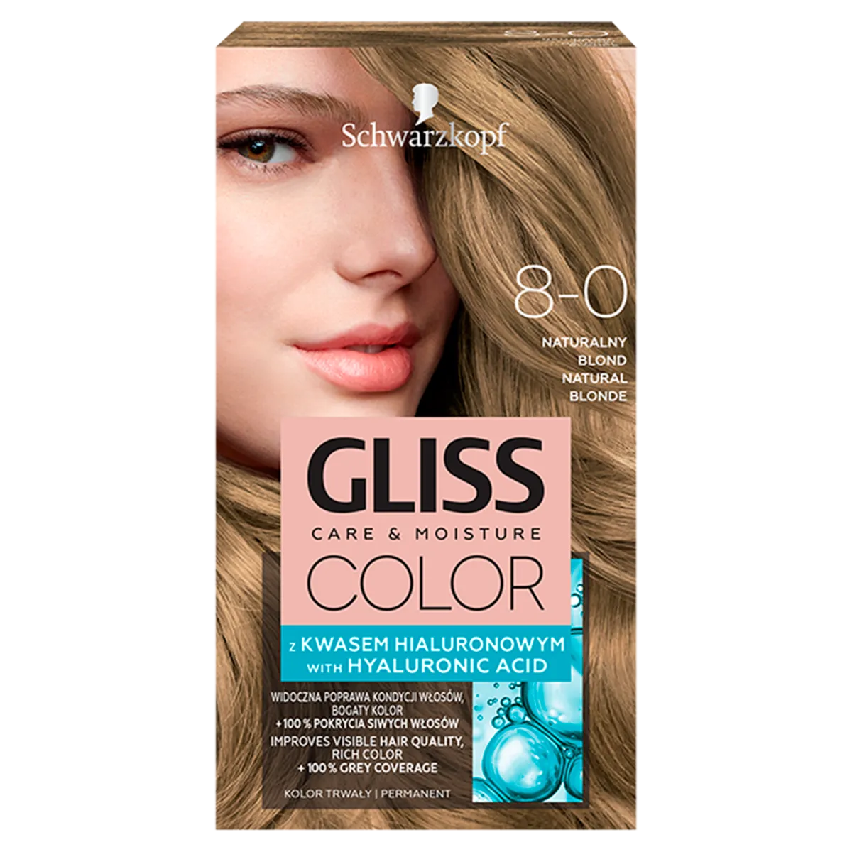 Schwarzkopf Gliss Color Farba do włosów do włosów nr 8-0 Naturalny blond, 1 szt.