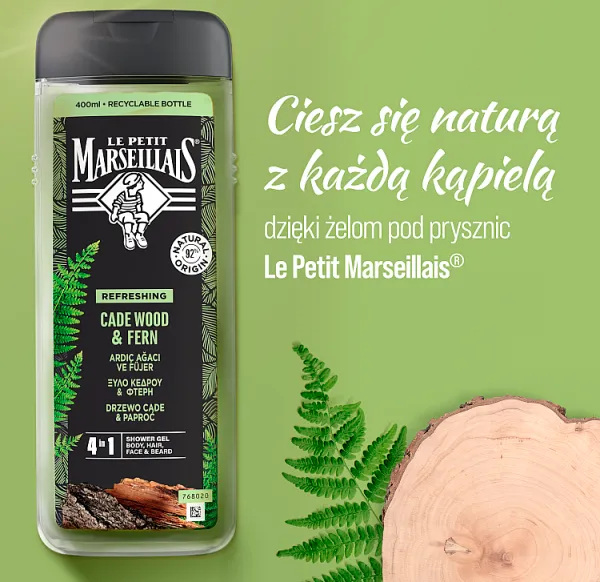 Le Petit Marseillais, Żel pod prysznic dla mężczyzn drzewo cade & paproć, 400 ml 