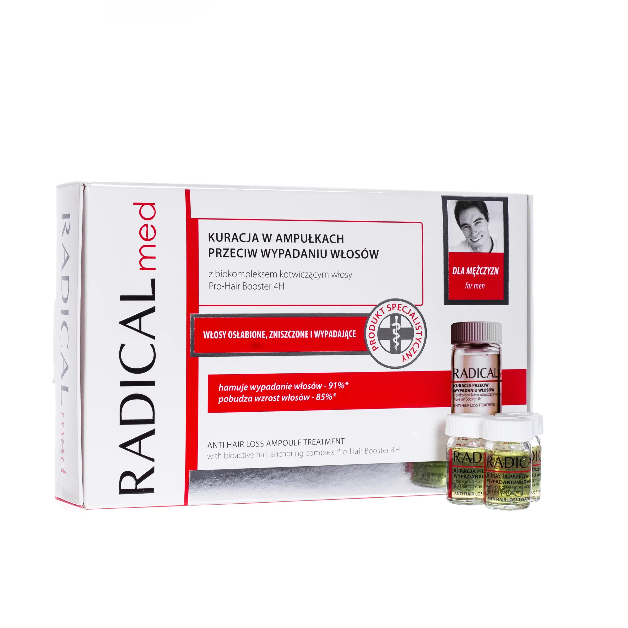 Radical Med Kuracja w ampułkach przeciw wypadaniu włosów dla mężczyzn , 15 amppułek po 5 ml