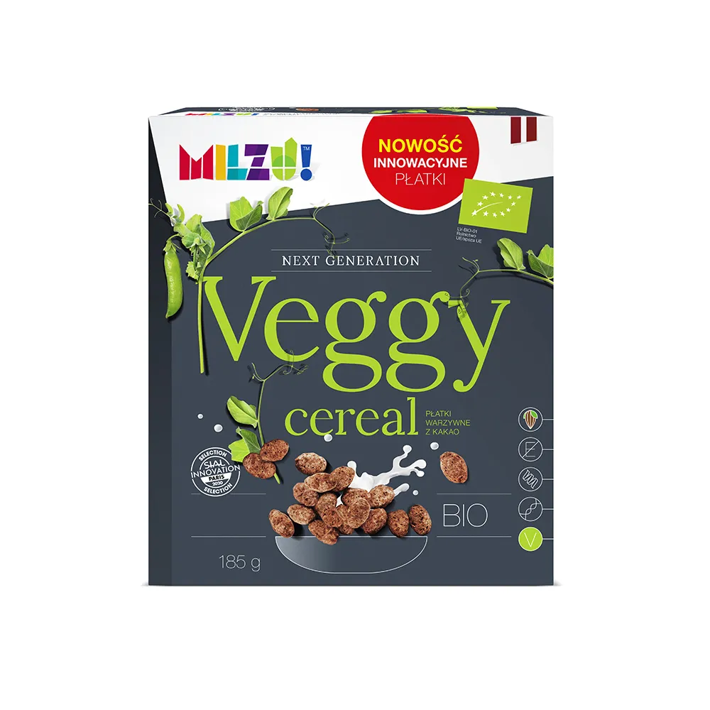 MILZU! Veggy cereal BIO Płatki śniadaniowe warzywne z kakao, 185 g
