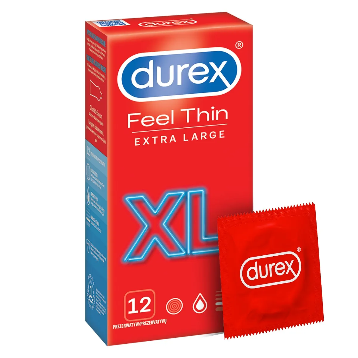 Durex Feel Thin XL prezerwatywy, 12 szt. 