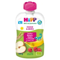 HiPP BIO od pokoleń Jabłka-banany-maliny ze zbożami po 6. miesiącu, 100 g