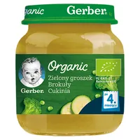 Gerber Organic obiadek zielony groszek-brokuły-cukinia dla niemowląt po 4 miesiącu, 125 g
