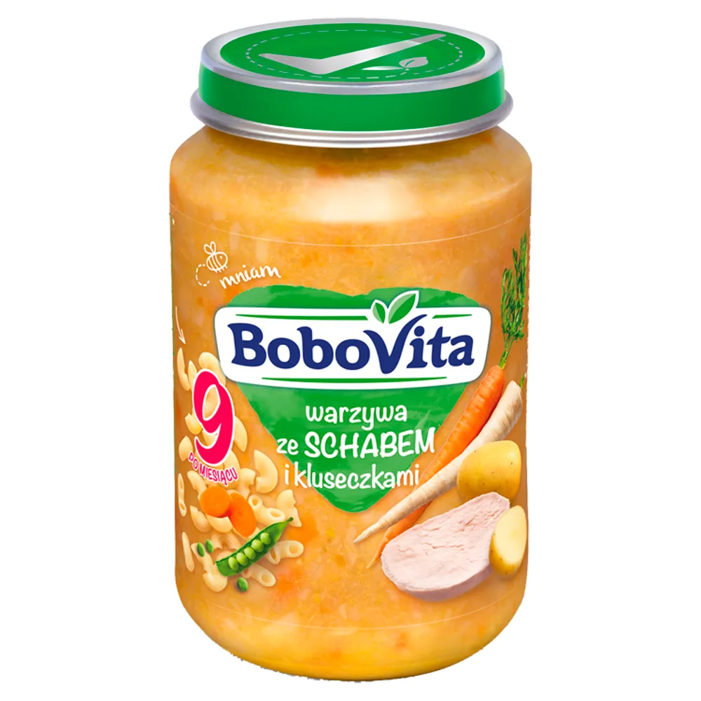 BoboVita warzywa ze schabem i kluseczkami po 9 miesiącu życia, 190 g 
