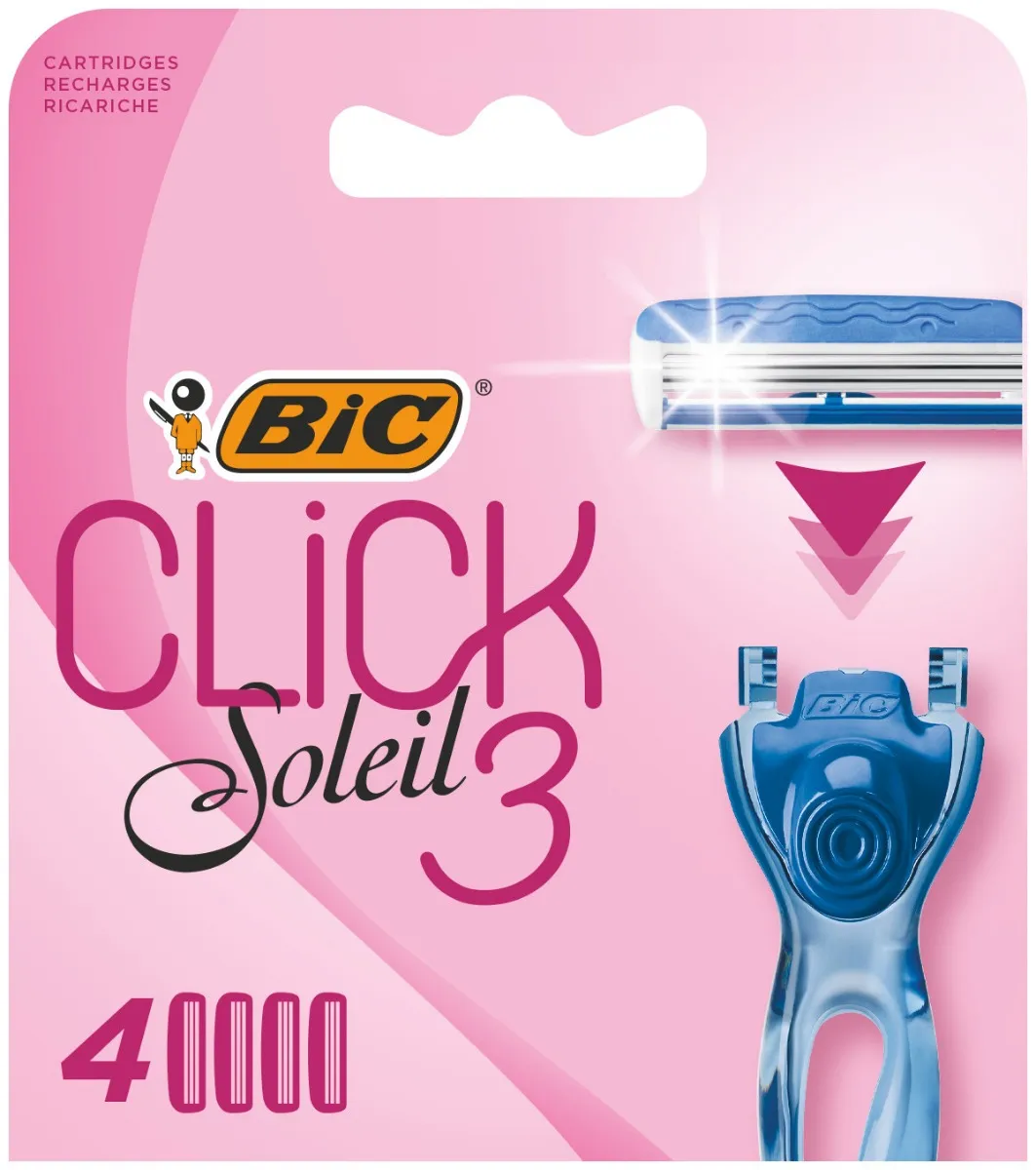 BiC Soleil Click 3 Wkłady do maszynki do golenia dla kobiet, 4 szt.