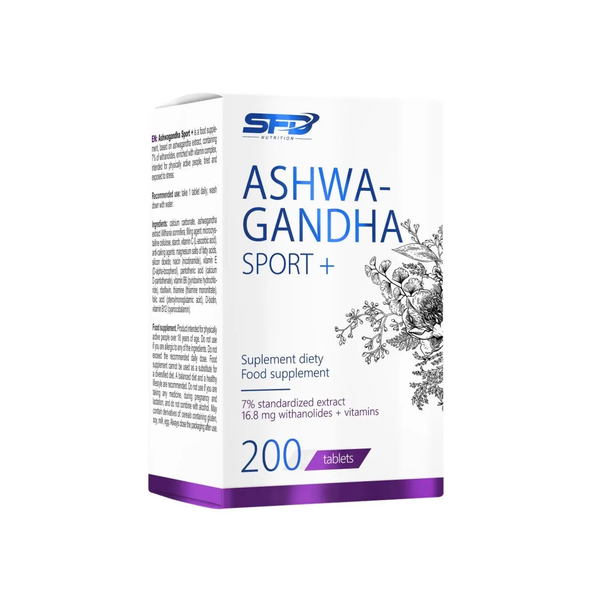 SFD Ashwagandha Sport + w tabletkach, 200 szt.