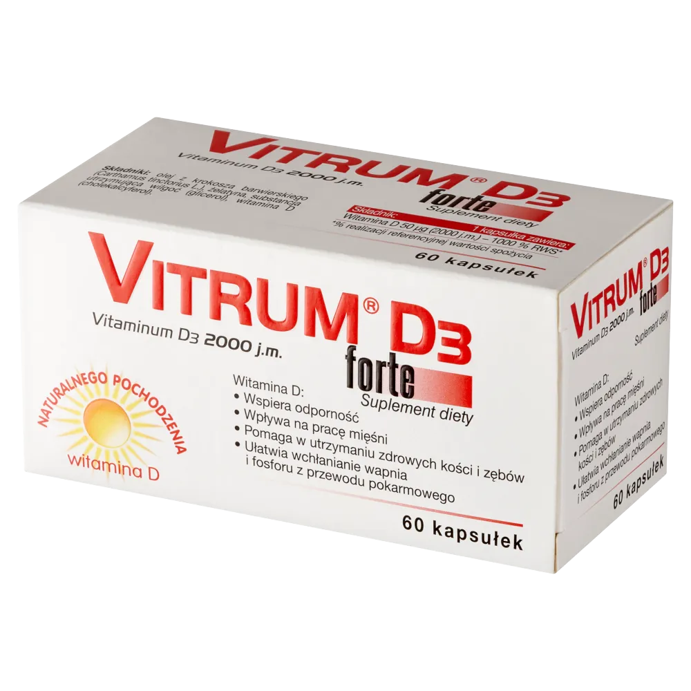 Vitrum D3 Forte, suplement diety, 60 kapsułek 