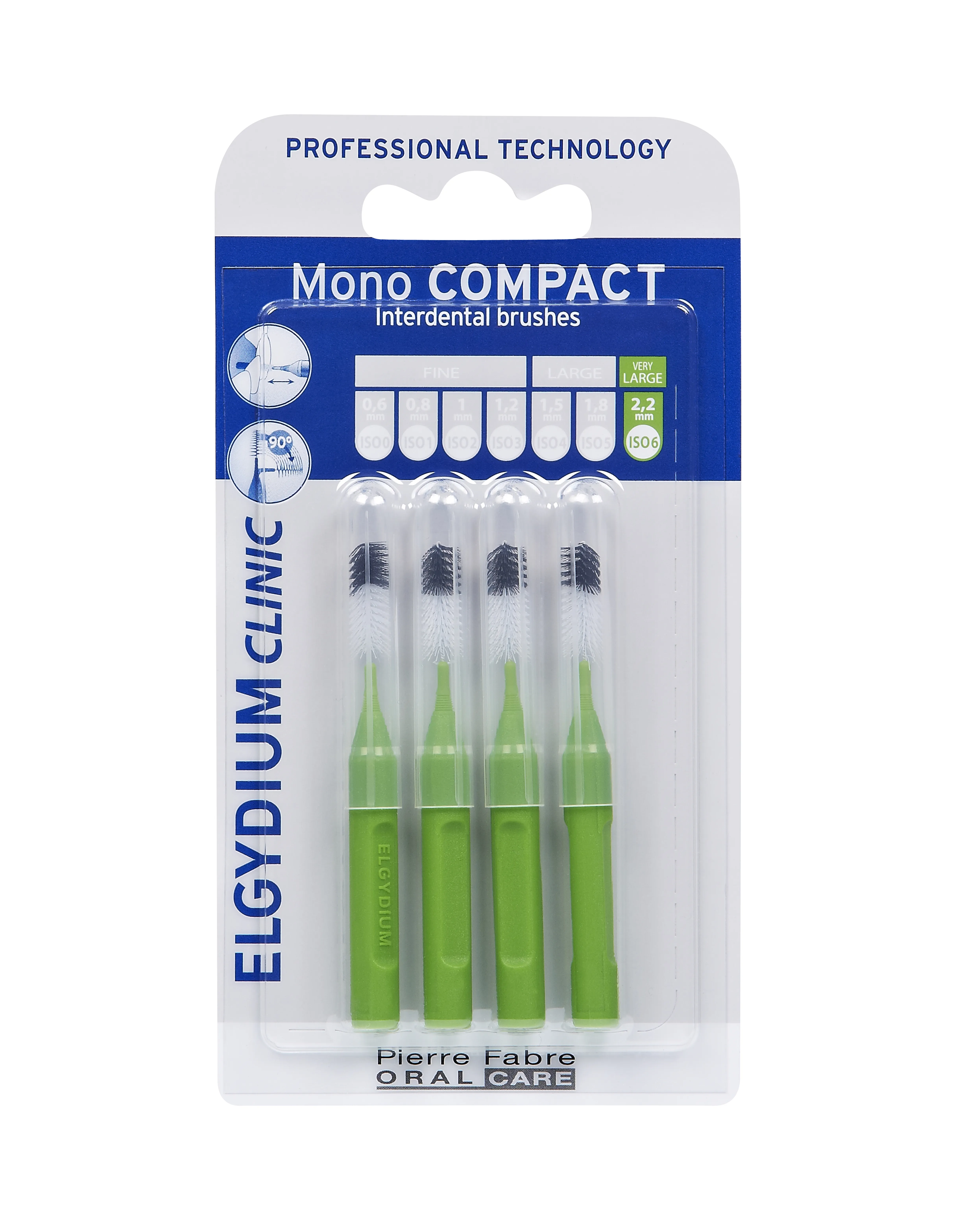 Elgydium Clinic Mono Compact szczoteczka międzyzębowa ISO 6 2, 2 mm zielona, 4 szt.