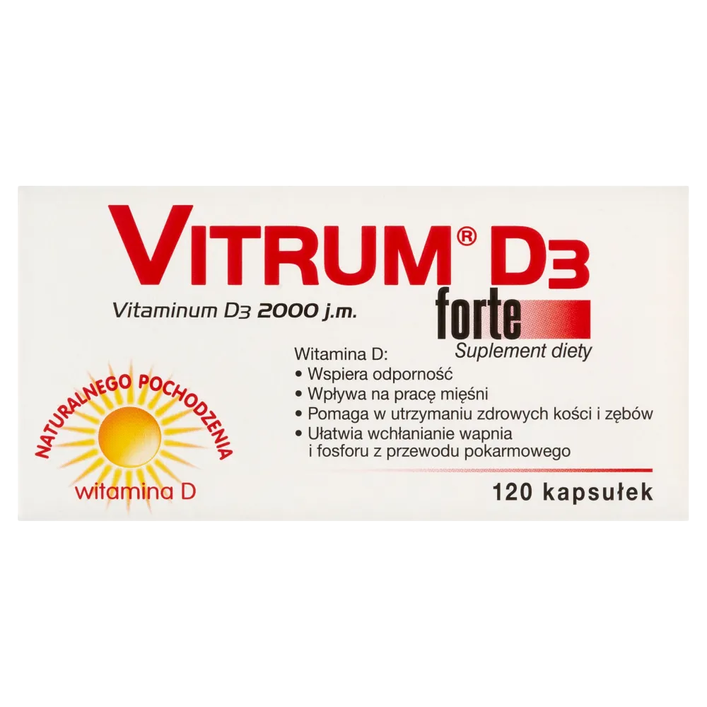 Vitrum D3 Forte, suplement diety, 120 kapsułek
