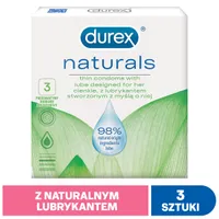 Durex Naturals prezerwatywy z lubrykantem, 3 szt.
