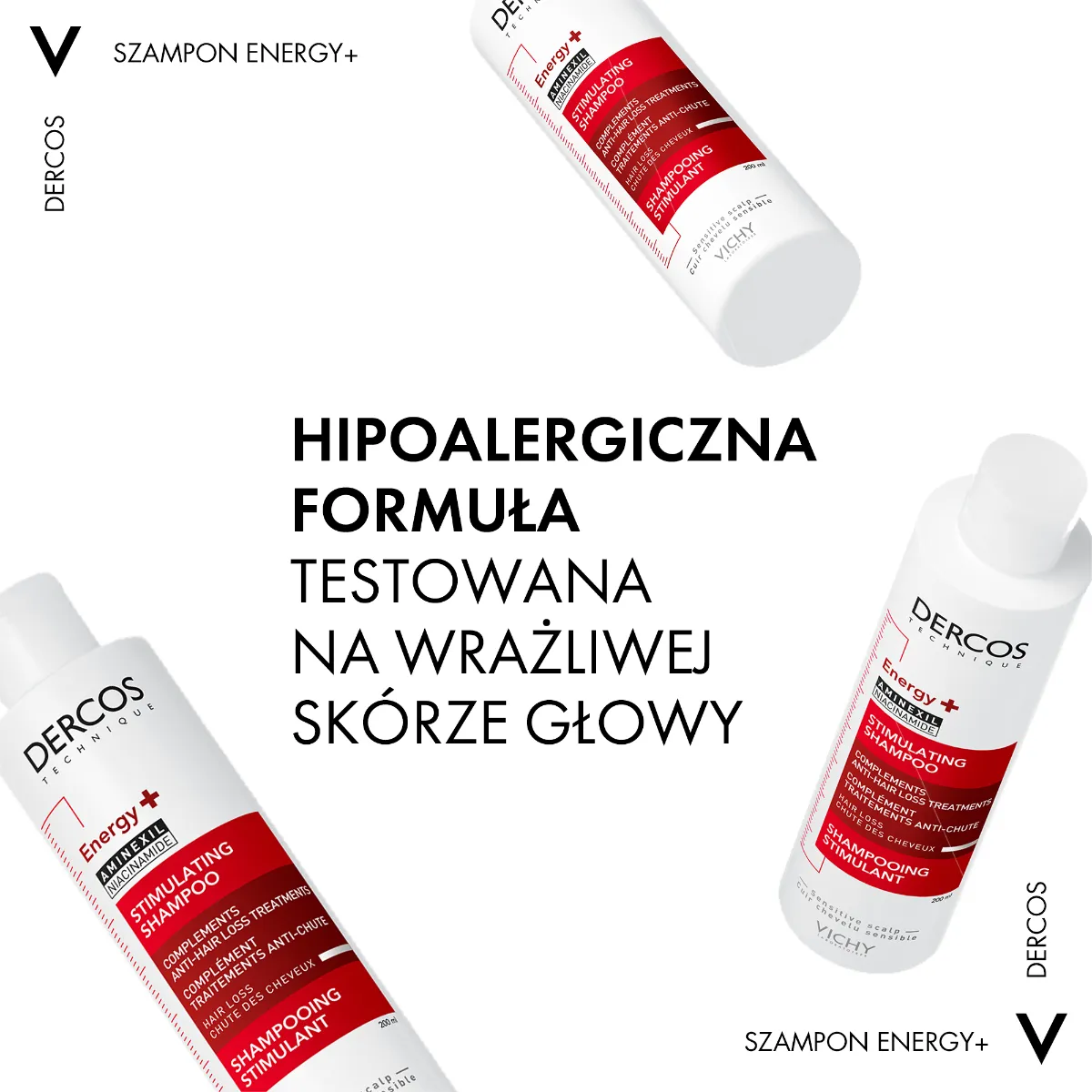 Vichy Dercos, szampon energetyzujący wspierający kurację na wypadanie włosów, 200 ml 