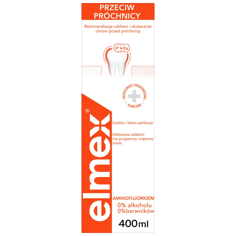 elmex® Przeciw Próchnicy płyn do płukania jamy ustnej, 400 ml 