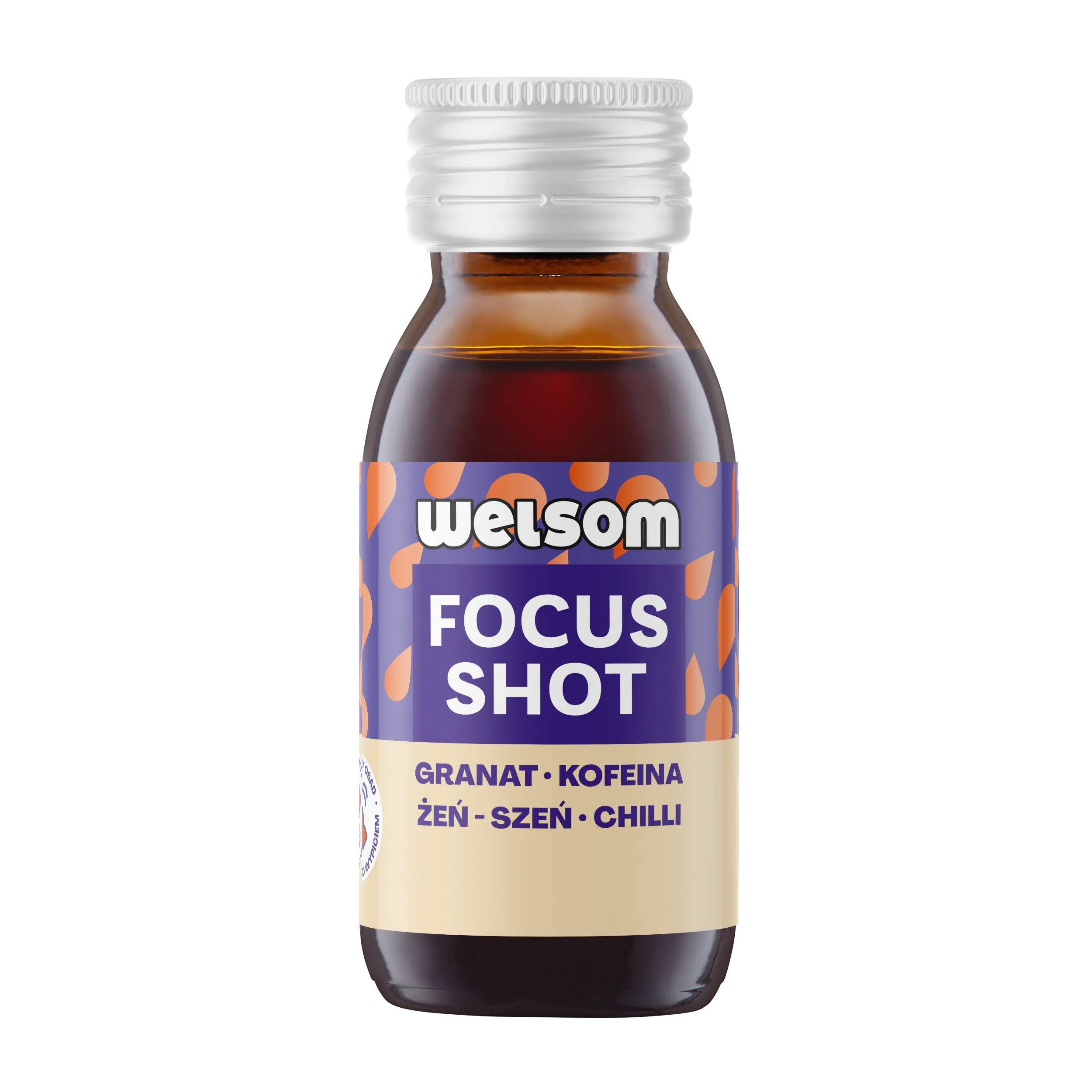 Wellss Focus Shot granat + żeń-szeń + naturalna kofeina + chilli, 60 ml