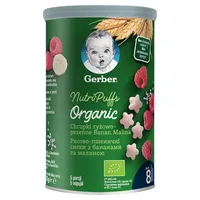 Gerber Organic Nutri Puffs chrupki ryżowo-pszenne banan, malina od 8 miesiąca życia, 35 g