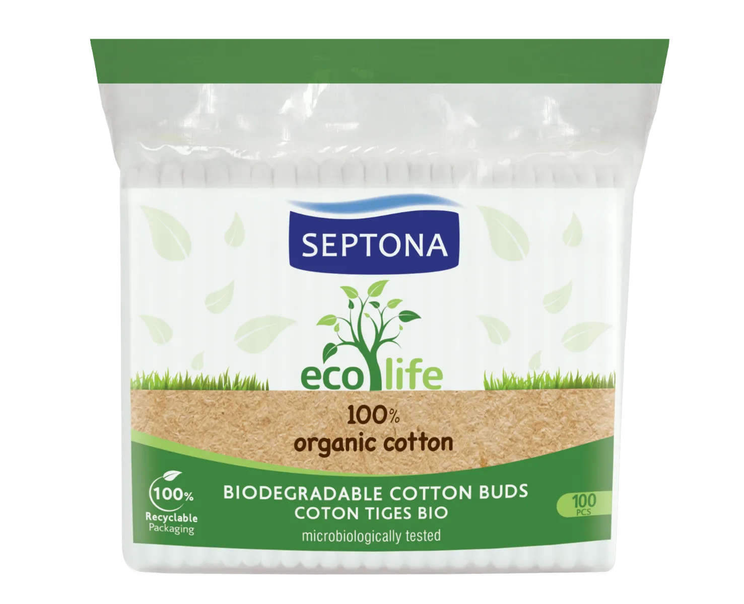 Septona EcoLife, patyczki organiczne, 100 sztuk