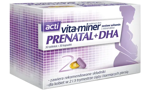Actii Vita-miner Prenatal + DHA, suplement diety, 30 + 30 sztuk