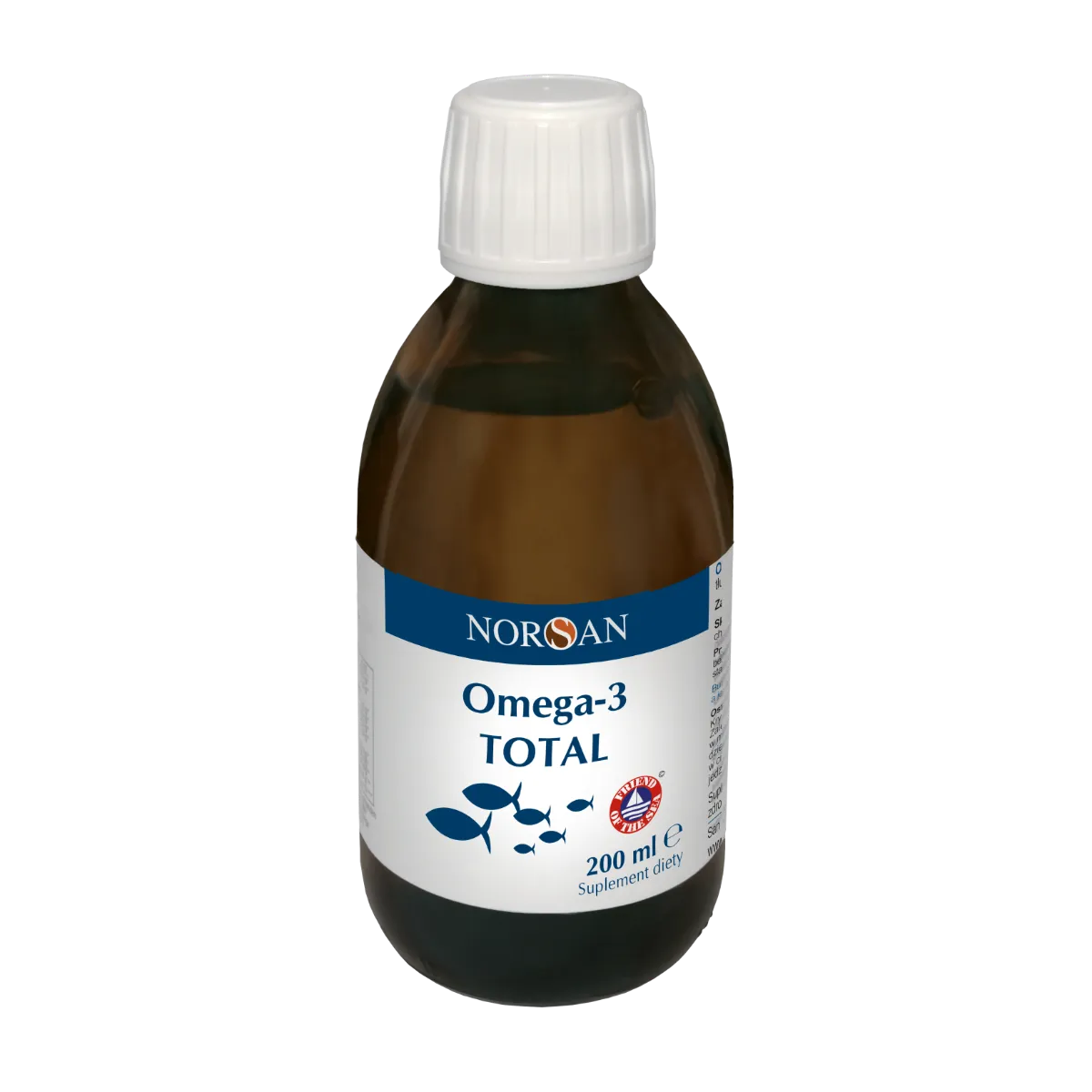 Norsan Omega-3 Total płynny olej rybny z witaminą D o smaku naturalnym, 200 ml 