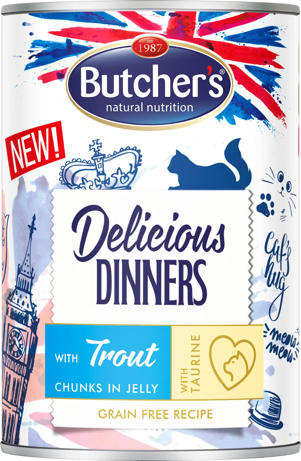 Butcher's Delicious Dinners Karma dla kota kawałki w galaretce z pstrągiem, 400 g
