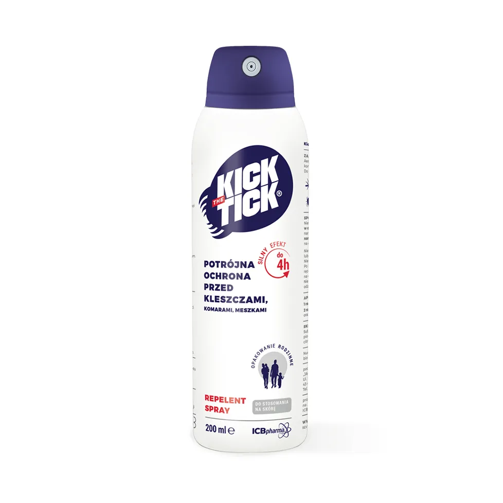 Kick the Tick Max Repelent Plus. spray przeciw kleszczom, komarom i meszkom, 200 ml. Data ważności 04-05-2024