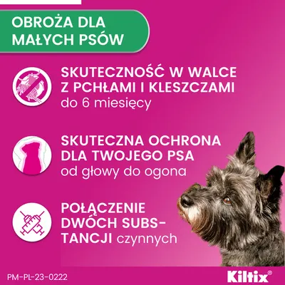 Kiltix, 1,25 g + 0,28 g, obroża dla małych psów < 10 kg, 1 sztuka 