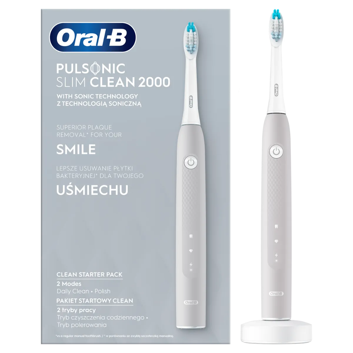 Oral-B, szczoteczka soniczna, Pulsonic Slim Clean 2000, Grey, 1 sztuka