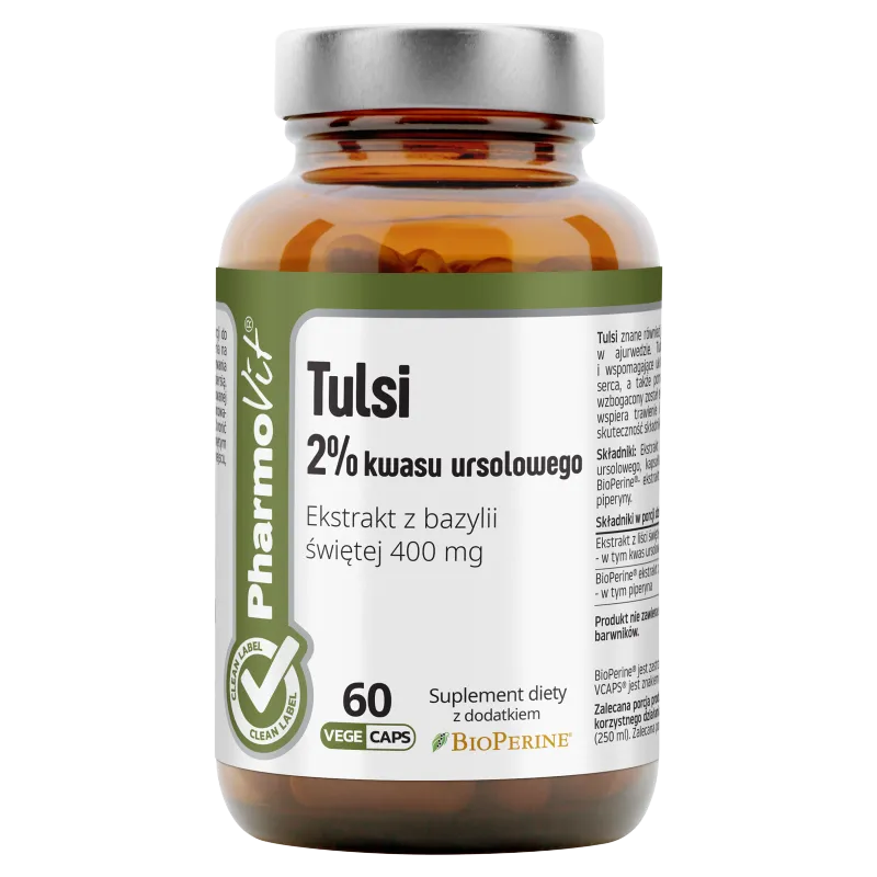 Pharmovit Tulsi 2% kwasu ursolowego, suplement diety, 60 kapsułek