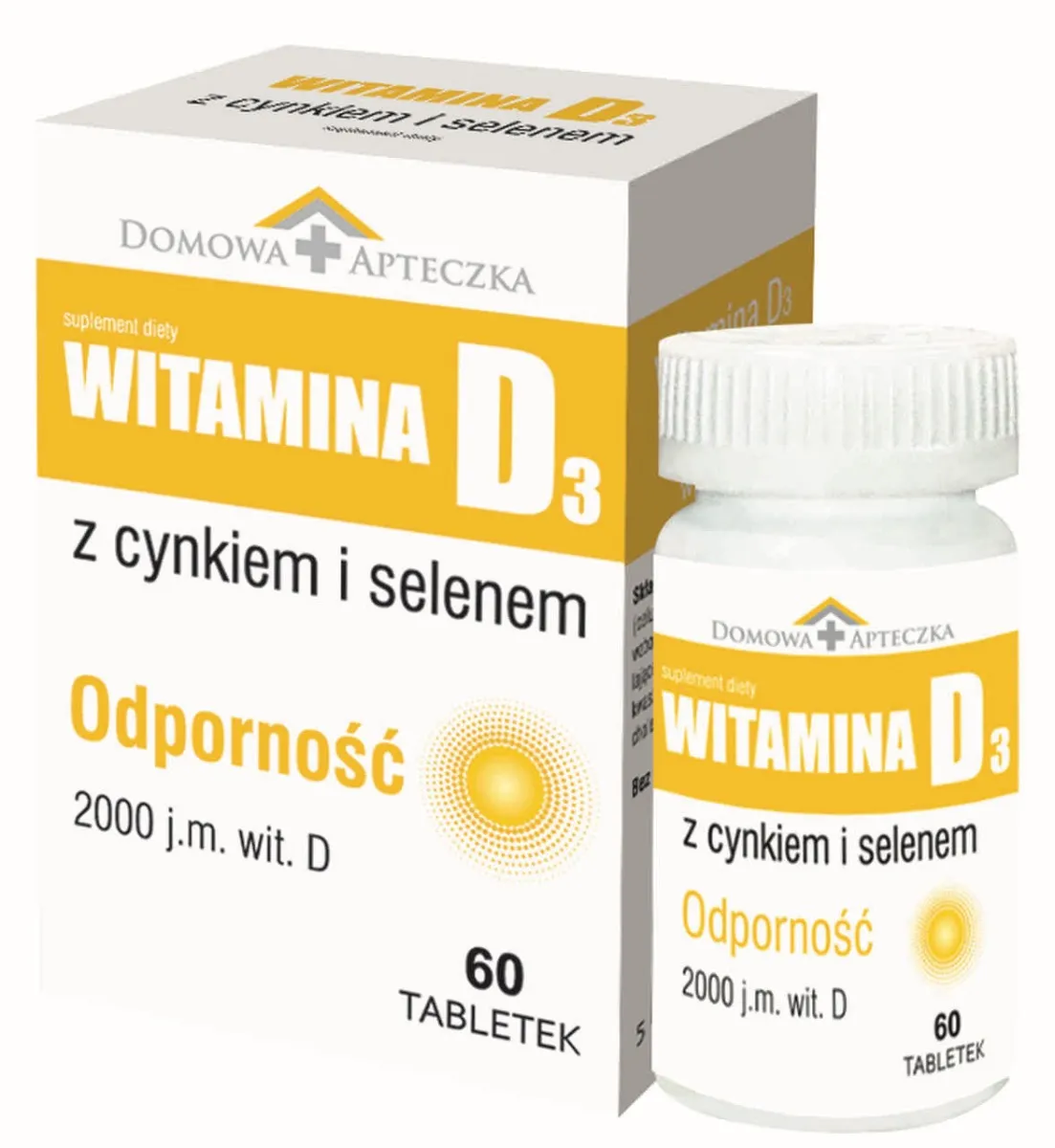Domowa Apteczka Witamina D3 z Cynkiem i Selenem, suplement diety, 60 tabletek