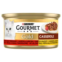 GOURMET Gold Casserole karma z wołowiną i kurczakiem w sosie z pomidorami dla kotów, 85 g