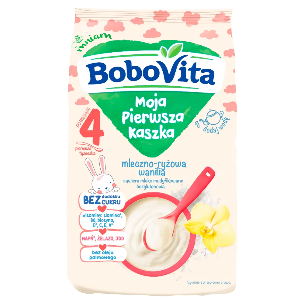 BoboVita kaszka mleczno-ryżowa z wanilią bez cukru dla niemowląt powyżej 4 miesiąca, 230 g