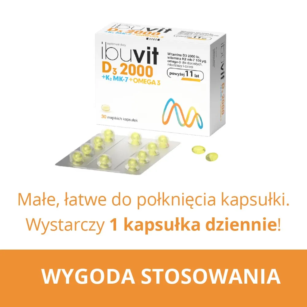 Ibuvit D3 2000 + K2 MK-7 Omega 3, suplement diety, 30 kapsułek 