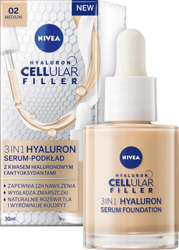 Nivea Cellular Hyaluron 3w1 serum-podkład do twarzy naturalny, 30 ml