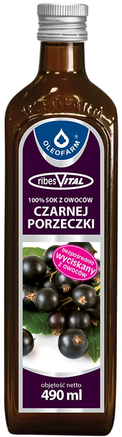 Oleofarm RibesVital Sok z Czarnej Porzeczki 100%, 490 ml