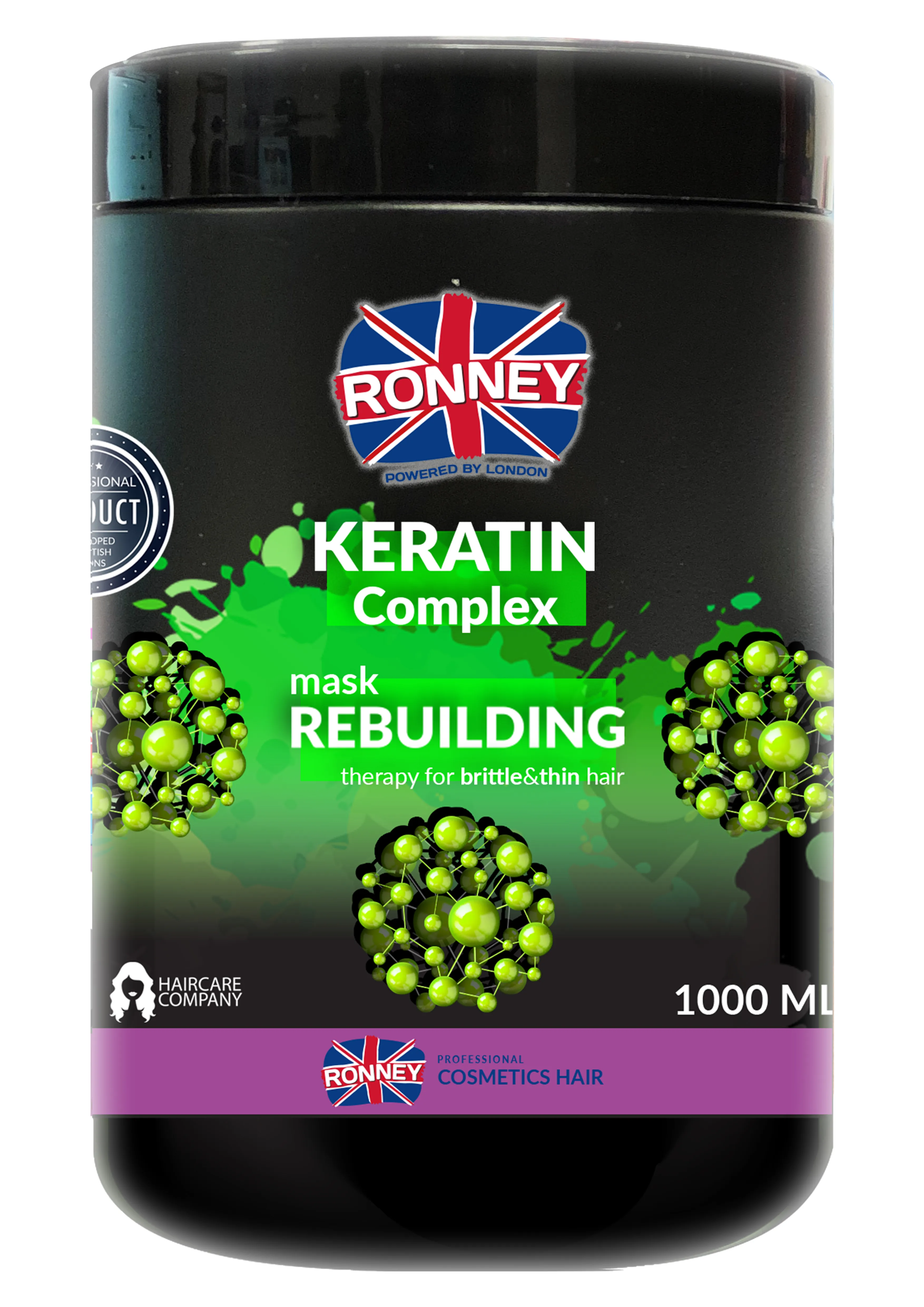 RONNEY Keratin Complex Rebuilding Therapy Maska odbudowująca do włosów suchych i łamliwych, 1000 ml