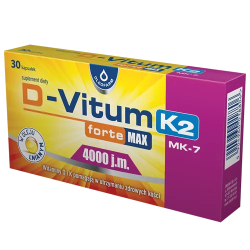 Oleofarm D-Vitum Forte Max 4000 j.m. K2, suplement diety, 30 kapsułek