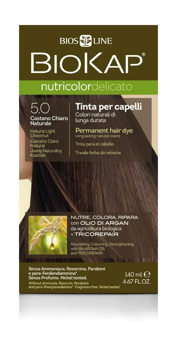 Biokap Delicato Farba do włosów 5.0 Jasny Naturalny Kasztan, 140 ml