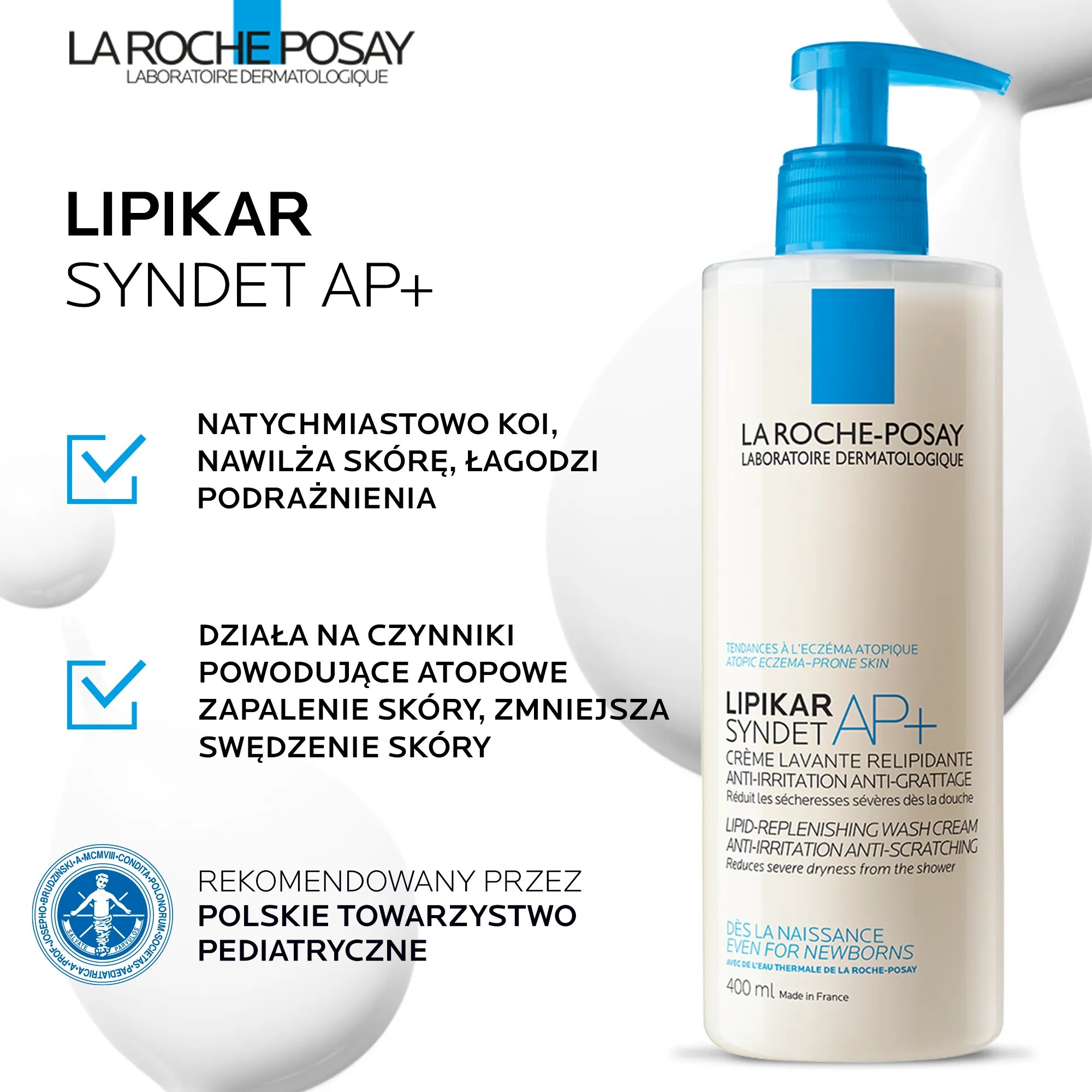 La Roche-Posay Lipikar Syndet AP+, krem myjący uzupełniający poziom lipidów, 200 ml 