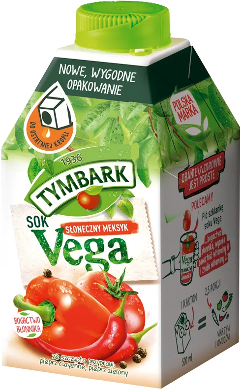 Tymbark Vega Sok z warzyw i owoców Słoneczny Meksyk, 500 ml. Data ważności 31.05.2024