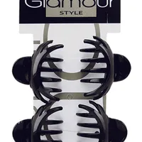 Glamour spinki-żabki do włosów, czarne, 4 szt.
