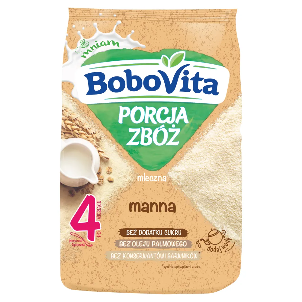 BoboVita Porcja Zbóż mleczna kaszka manna, 210 g 