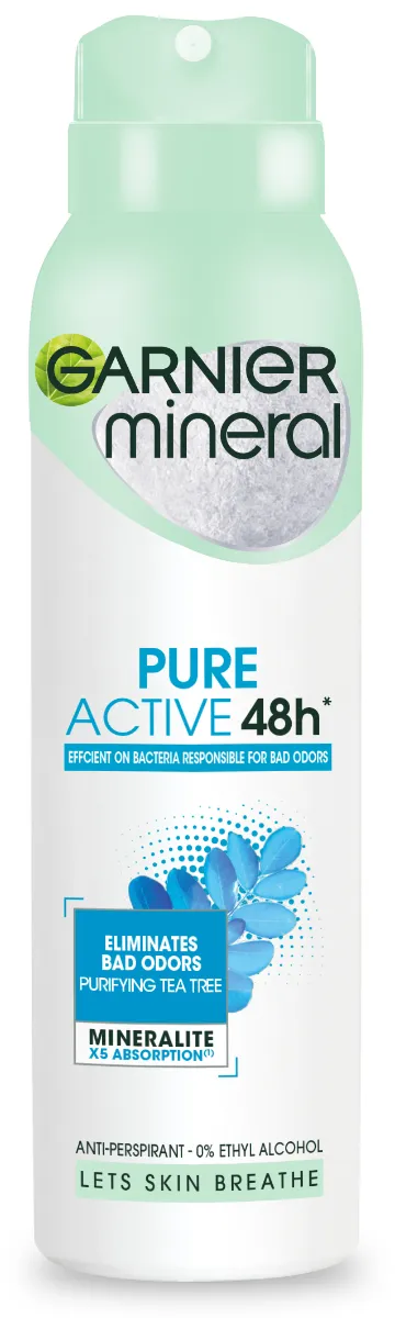 Garnier Mineral Pure Active Antibacterial Antyperspirant w sprayu, 150 ml