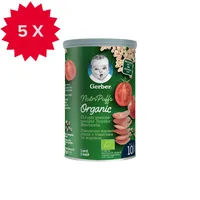 Gerber Organic chrupki pszenno-owsiane pomidor, marchewka dla niemowląt po 10 miesiącu, 5 x 35 g