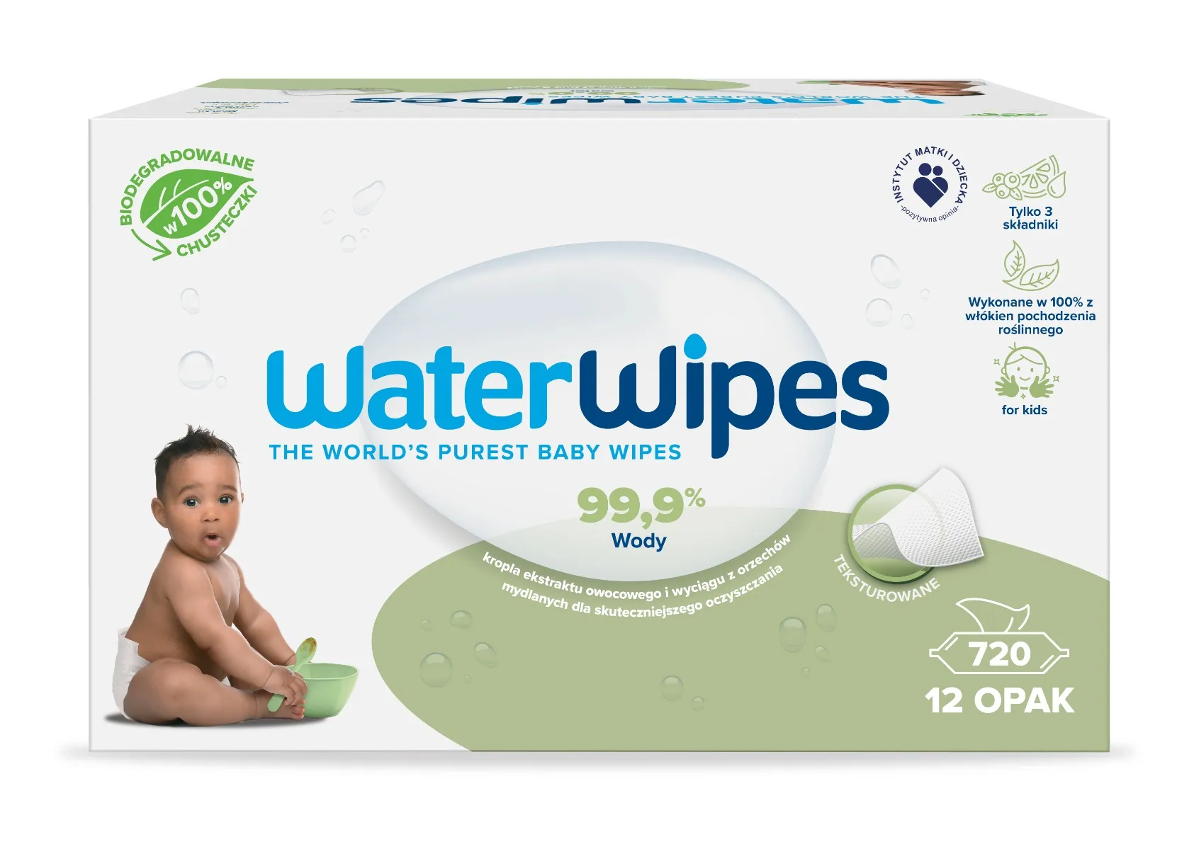 WaterWipes BIO Soapberry, Chusteczki nawilżane dla niemowląt, 12 x 60 sztuk