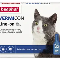 Beaphar Vermicon Line-On CAT krople przeciwpchelne dla kotów, 3 x 1 ml
