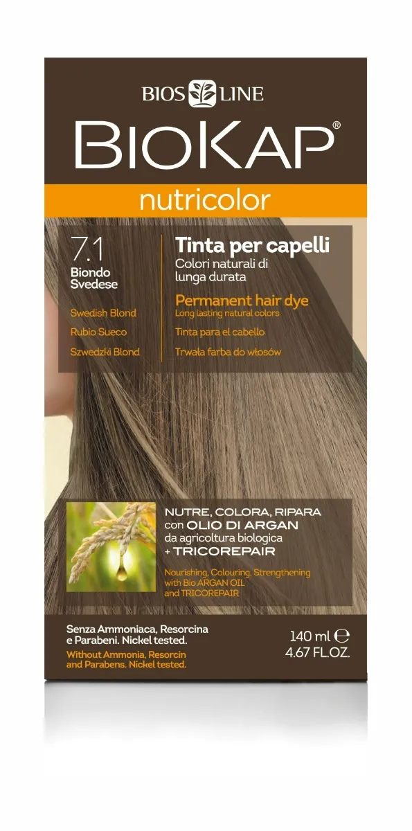 Biokap Nutricolor naturalna farba do włosów, 7.1 szwedzki blond, 1 szt.