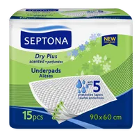 Septona Dry Plus, zapachowe podkłady higieniczne 90 x 60cm, 15 sztuk