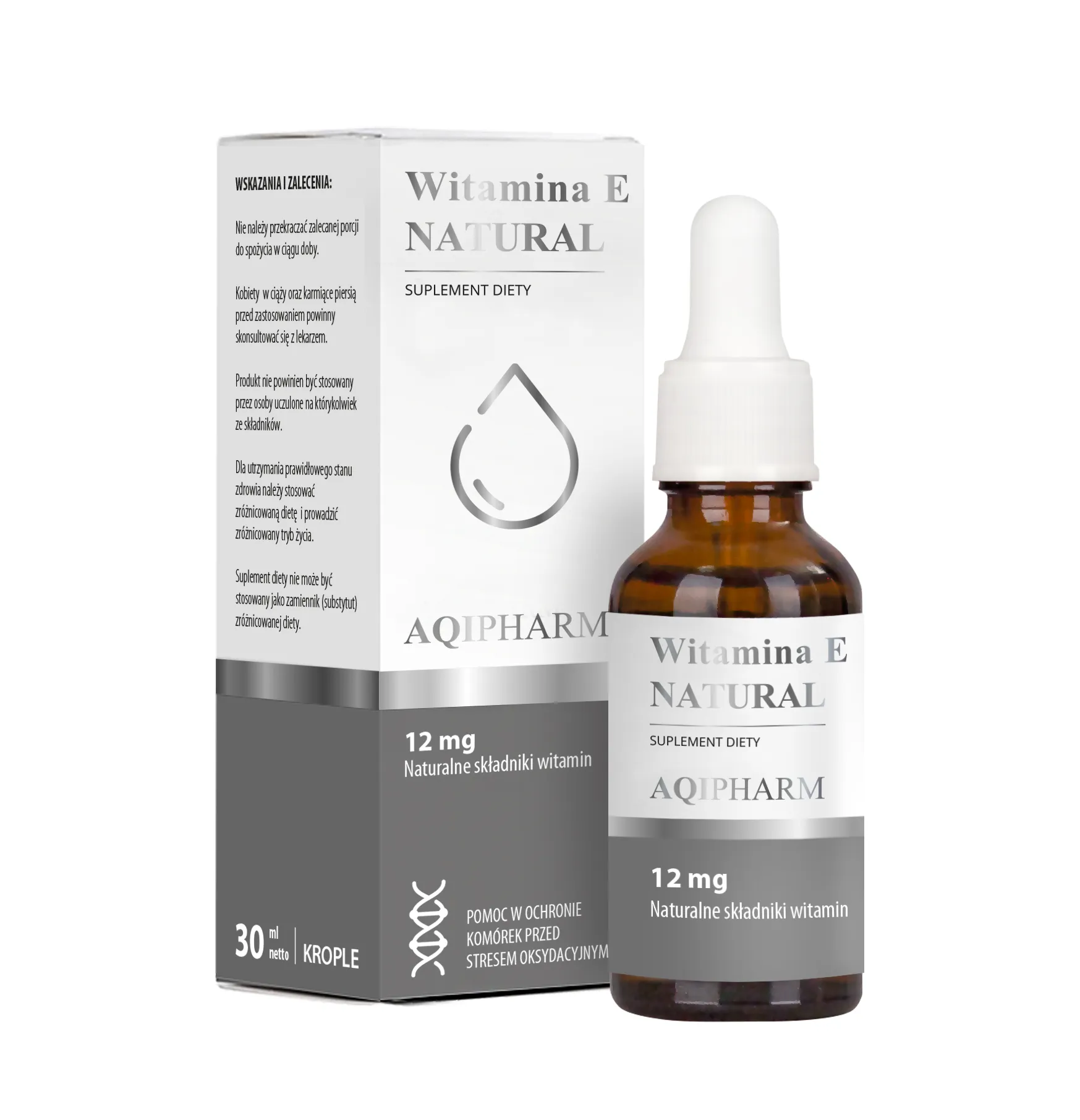 Witamina E Natural, suplement diety, 12 mg, 30 ml, krople